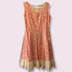 Elegant Floral Midi Dress in Pink and Cream